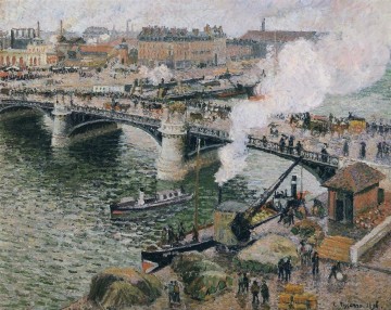  1896 Lienzo - El pont boieldieu Rouen clima húmedo 1896 Camille Pissarro